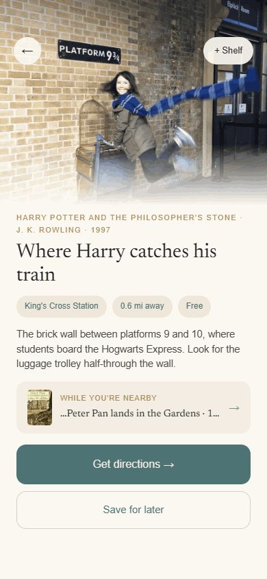 Spot detail for Harry Potter with a photo of King's Cross