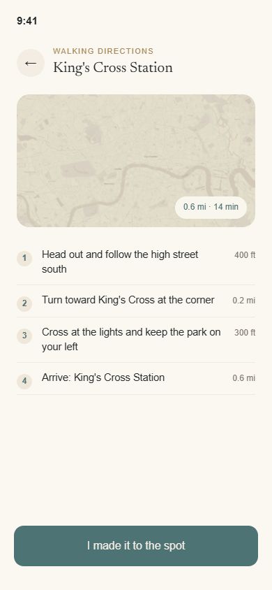 Step by step walking directions to King's Cross