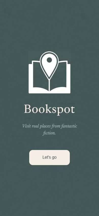 Splash screen with the Bookspot book-and-pin logo