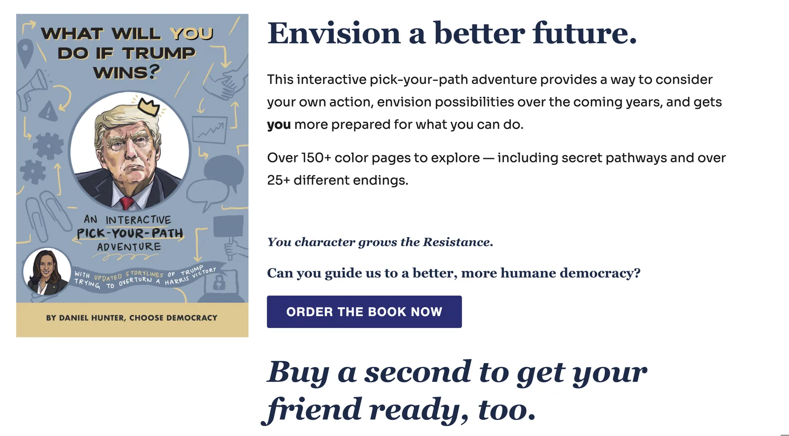 A screen from the interactive pick your path adventure.