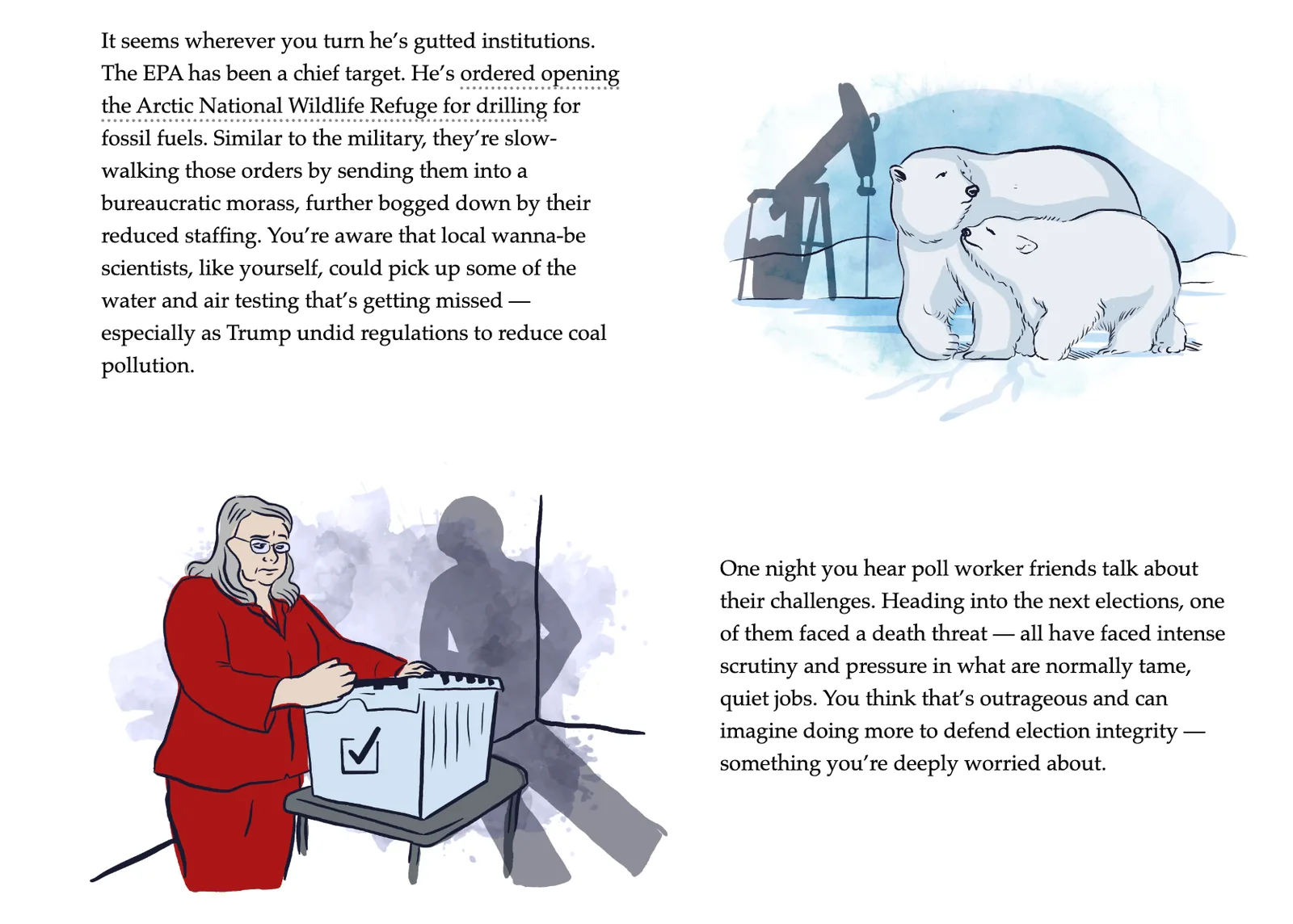 A screen from the interactive pick your path adventure.