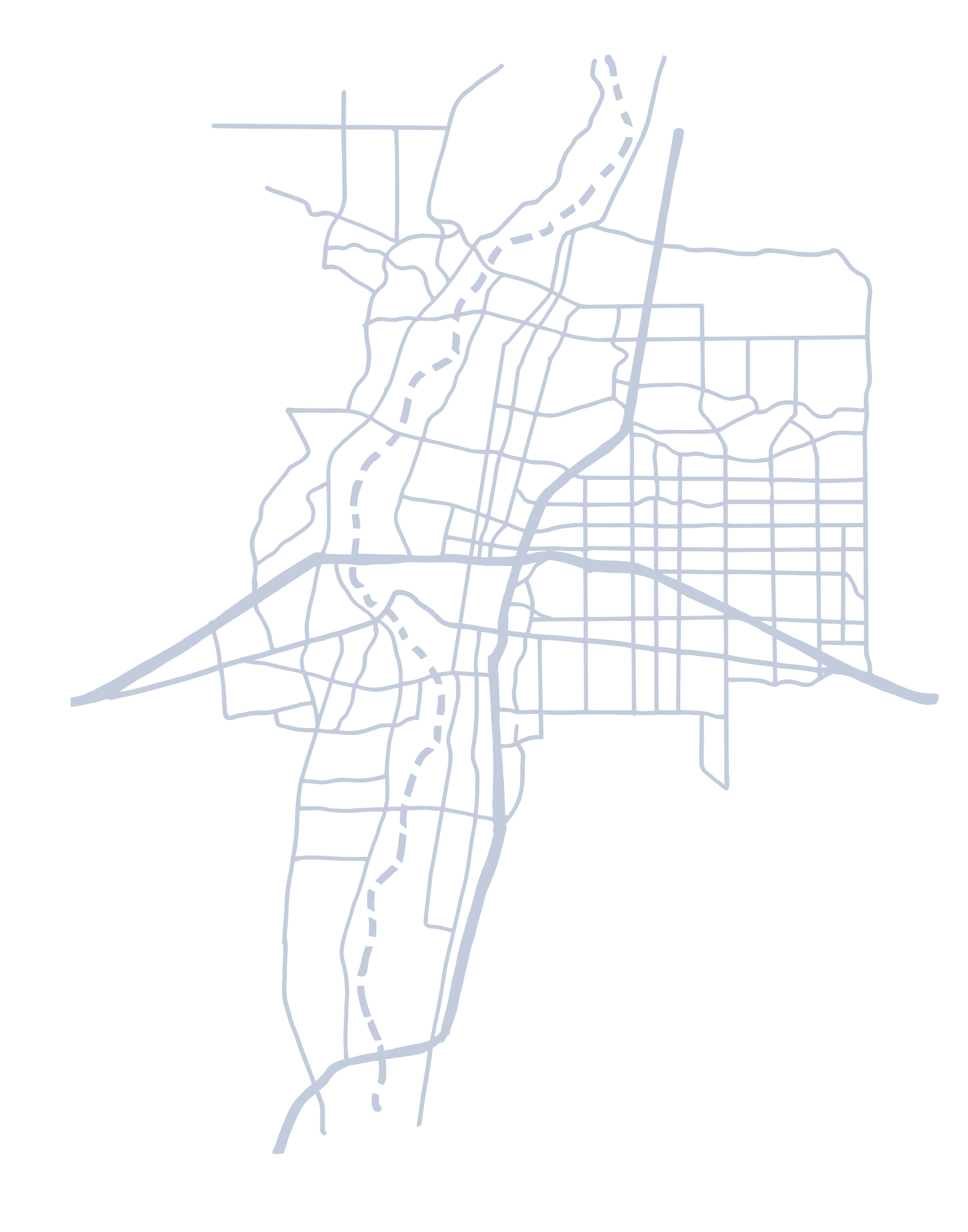 Hand-drawn Albuquerque map